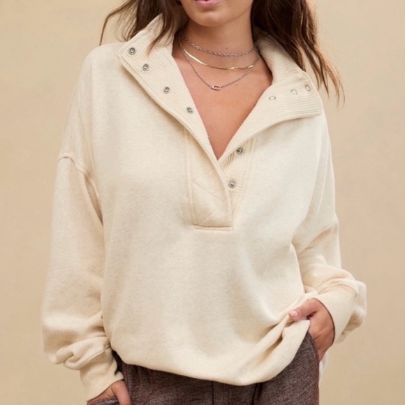 Aerie Getaway Quarter Snap Sweatshirt Size M - Picture 1 of 8